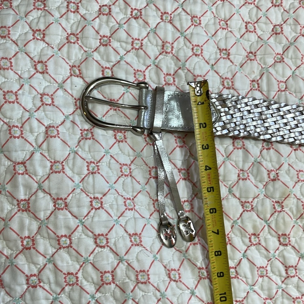 Michael Kors, silver wide woven leather with  logo statement  belt - Picture 4 of 7
